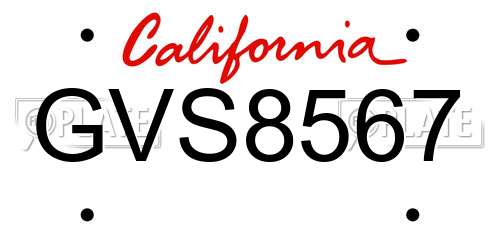 GVS8567 California License Plate