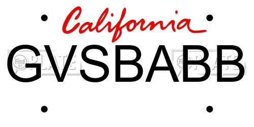 GVSBABB California License Plate