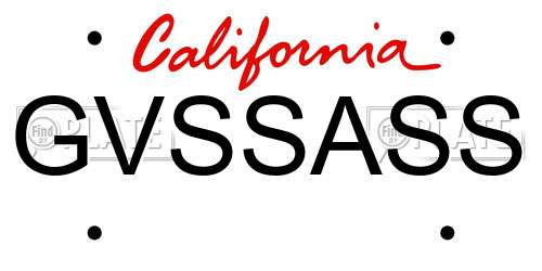 GVSSASS California License Plate