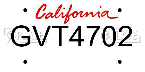 GVT4702 California License Plate