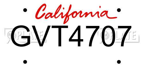 GVT4707 California License Plate