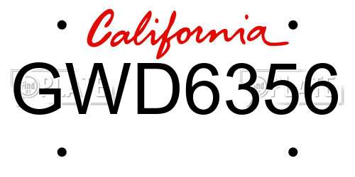 GWD6356 California License Plate