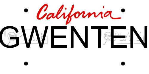 GWENTEN California License Plate