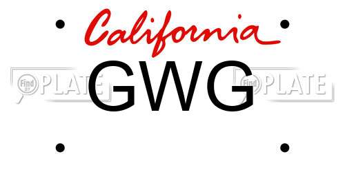 GWG California License Plate