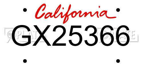 GX25366 California License Plate