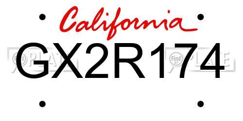 GX2R174 California License Plate