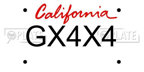 GX4X4 California License Plate