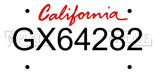 GX64282 California License Plate