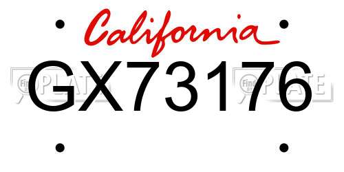 GX73176 California License Plate