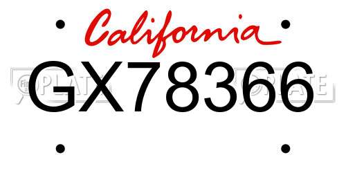 GX78366 California License Plate