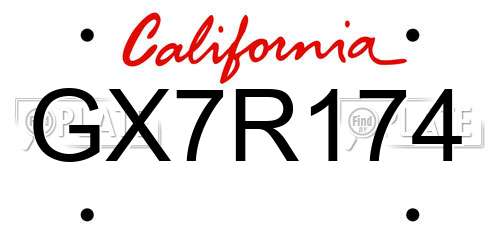 GX7R174 California License Plate