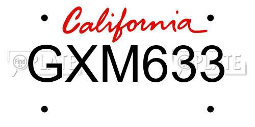 GXM633 California License Plate