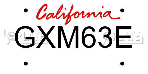 GXM63E California License Plate