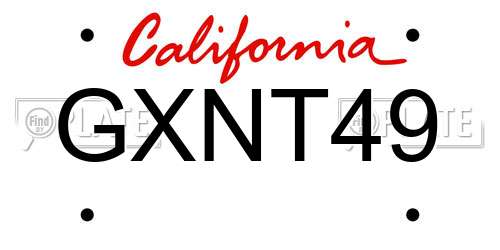 GXNT49 California License Plate