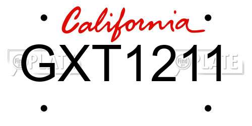 GXT1211 California License Plate
