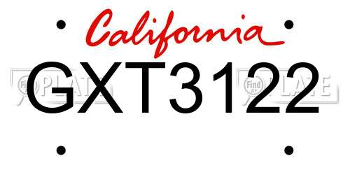 GXT3122 California License Plate