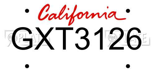 GXT3126 California License Plate