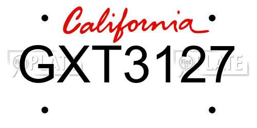 GXT3127 California License Plate