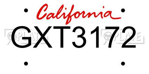 GXT3172 California License Plate