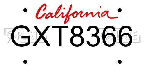 GXT8366 California License Plate