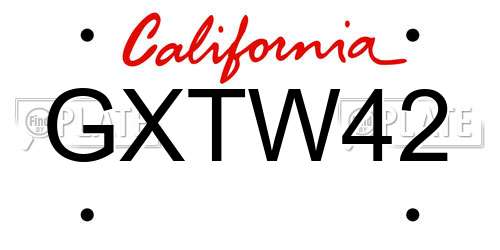 GXTW42 California License Plate