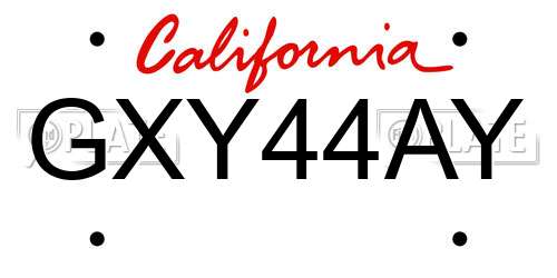 GXY44AY California License Plate