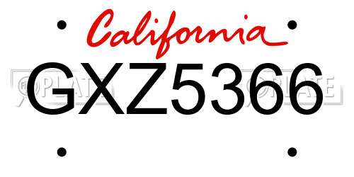 GXZ5366 California License Plate