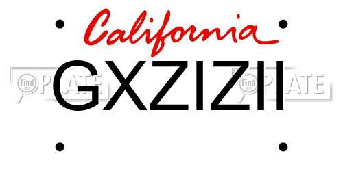 GXZIZII California License Plate