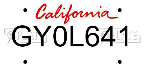 GY0L641 California License Plate