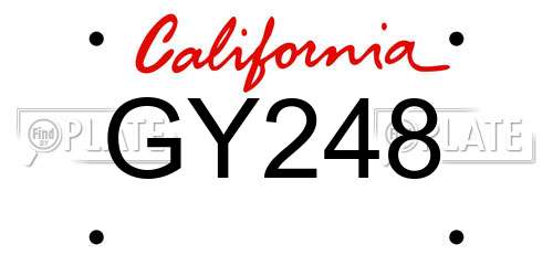GY248 California License Plate