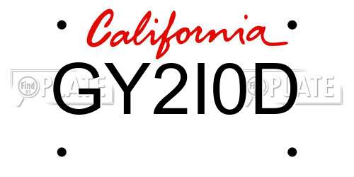 GY2I0D California License Plate