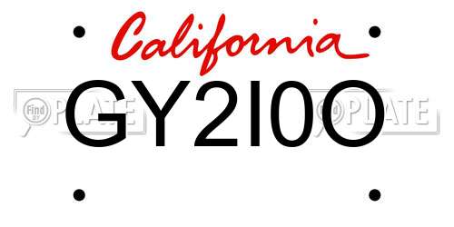 GY2I0O California License Plate