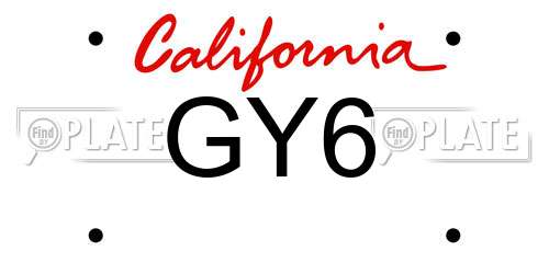 GY6 California License Plate
