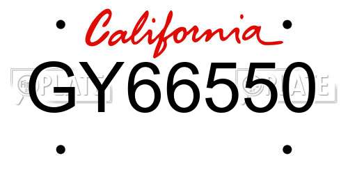 GY66550 California License Plate