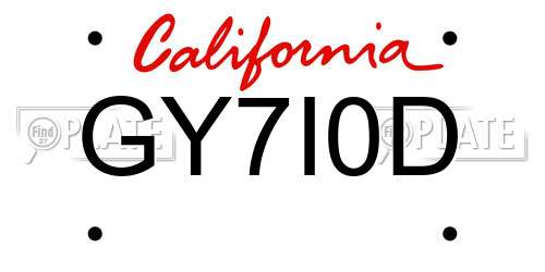 GY7I0D California License Plate