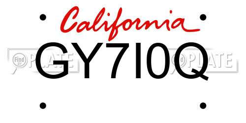 GY7I0Q California License Plate