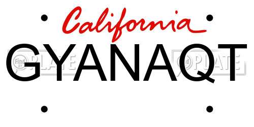 GYANAQT California License Plate