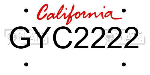 GYC2222 California License Plate