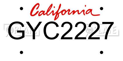 GYC2227 California License Plate