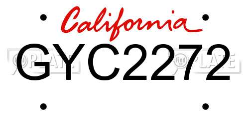 GYC2272 California License Plate