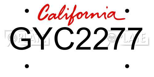 GYC2277 California License Plate