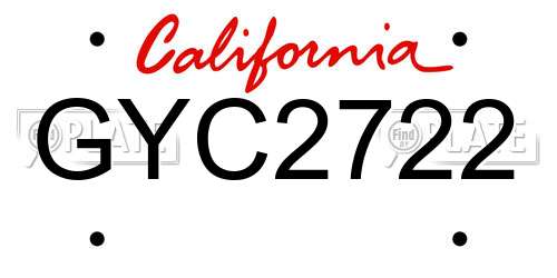 GYC2722 California License Plate