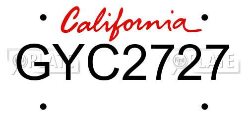 GYC2727 California License Plate