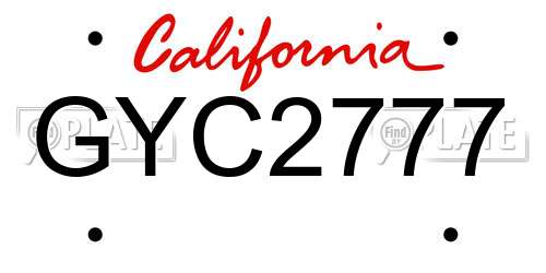 GYC2777 California License Plate