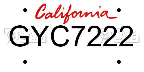 GYC7222 California License Plate