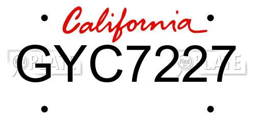 GYC7227 California License Plate