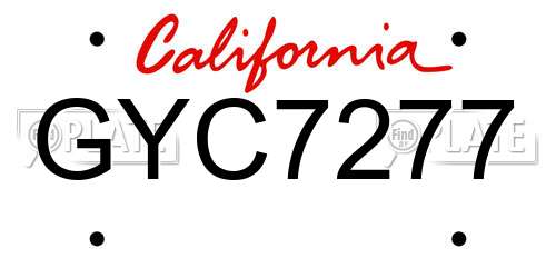 GYC7277 California License Plate