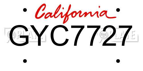 GYC7727 California License Plate