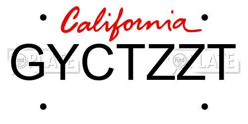 GYCTZZT California License Plate