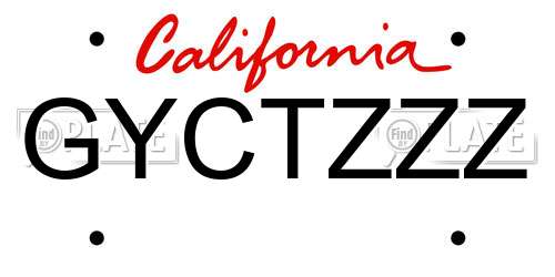 GYCTZZZ California License Plate